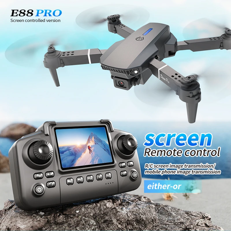Drone Without Rc - Professionelle E88 PRO Drohne mit Bildschirm,