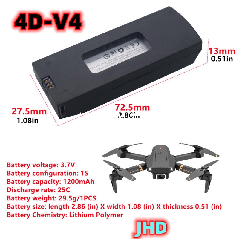 JHD Bateria 4DRC V4 Batterie 3 – Lyzrc Drone Bewertung und Preis